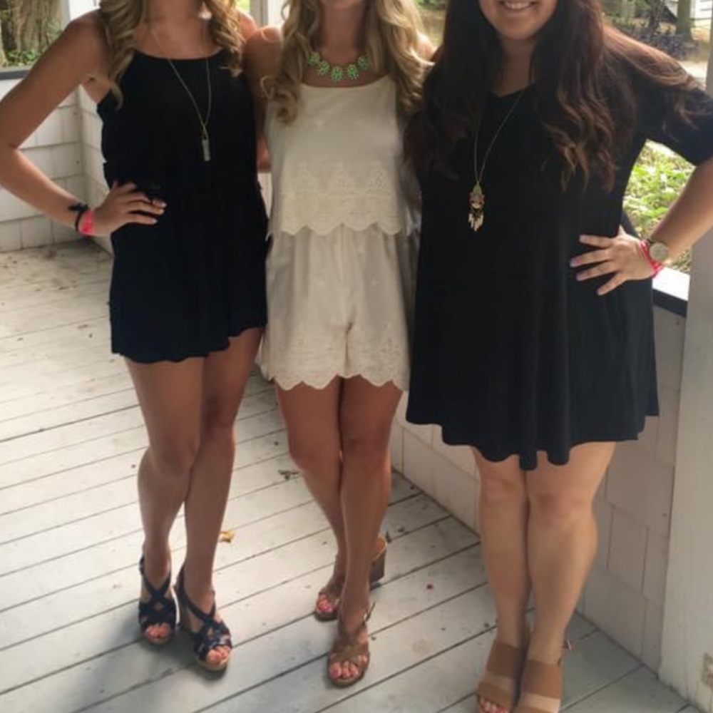 White scalloped romper